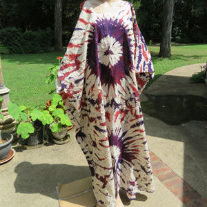 LINEN Kaftan Tie Dyed Maxi Dress Swimsuit Cover up